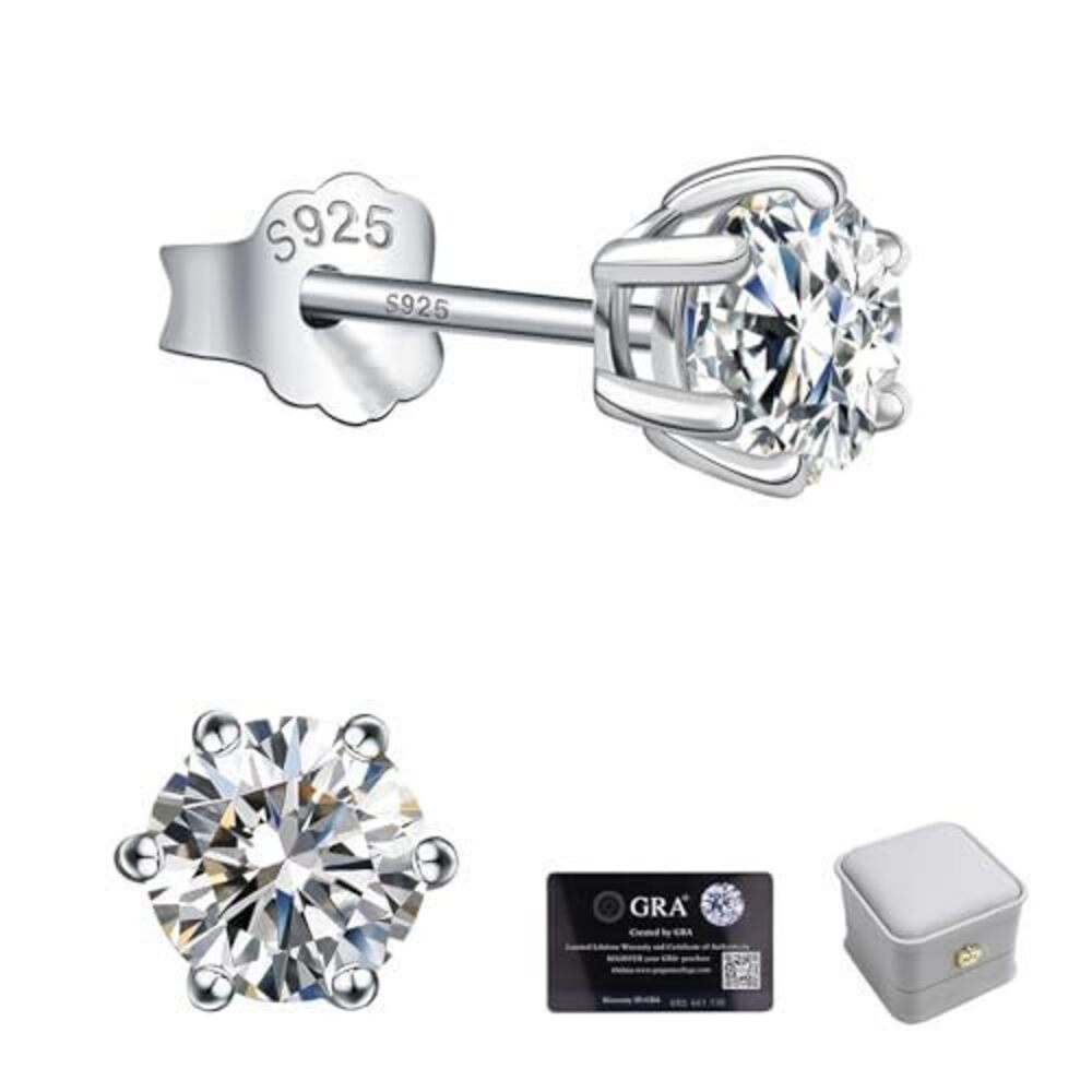 5455 Moissanite Stud Earrings 0.3CT 925 Sterling Silver 18K White Gold